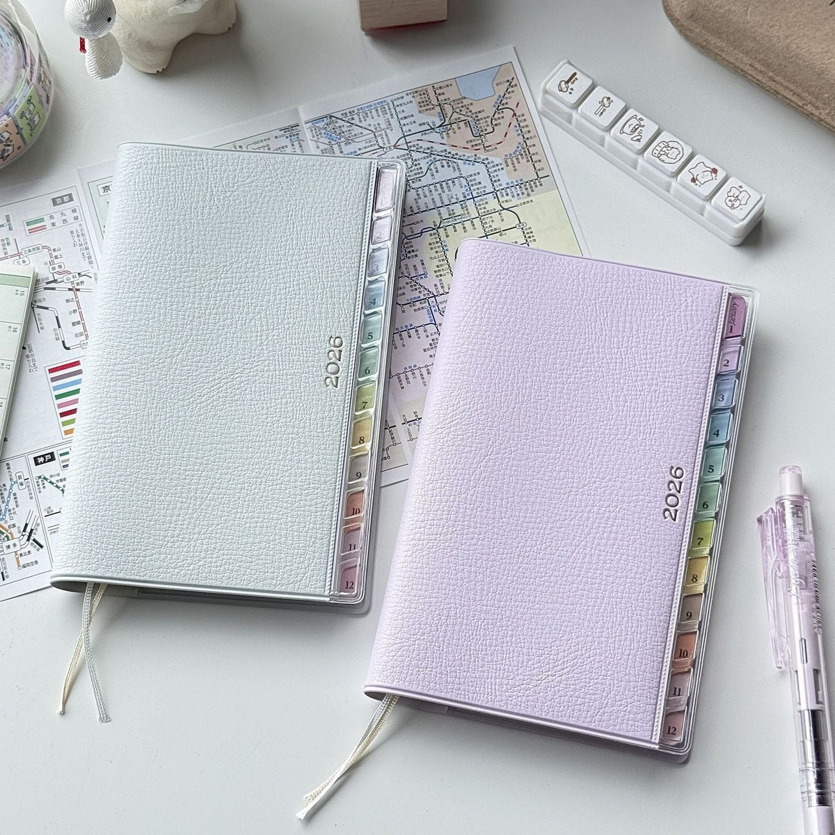 2026 Rainbow Index PU Leather Planner