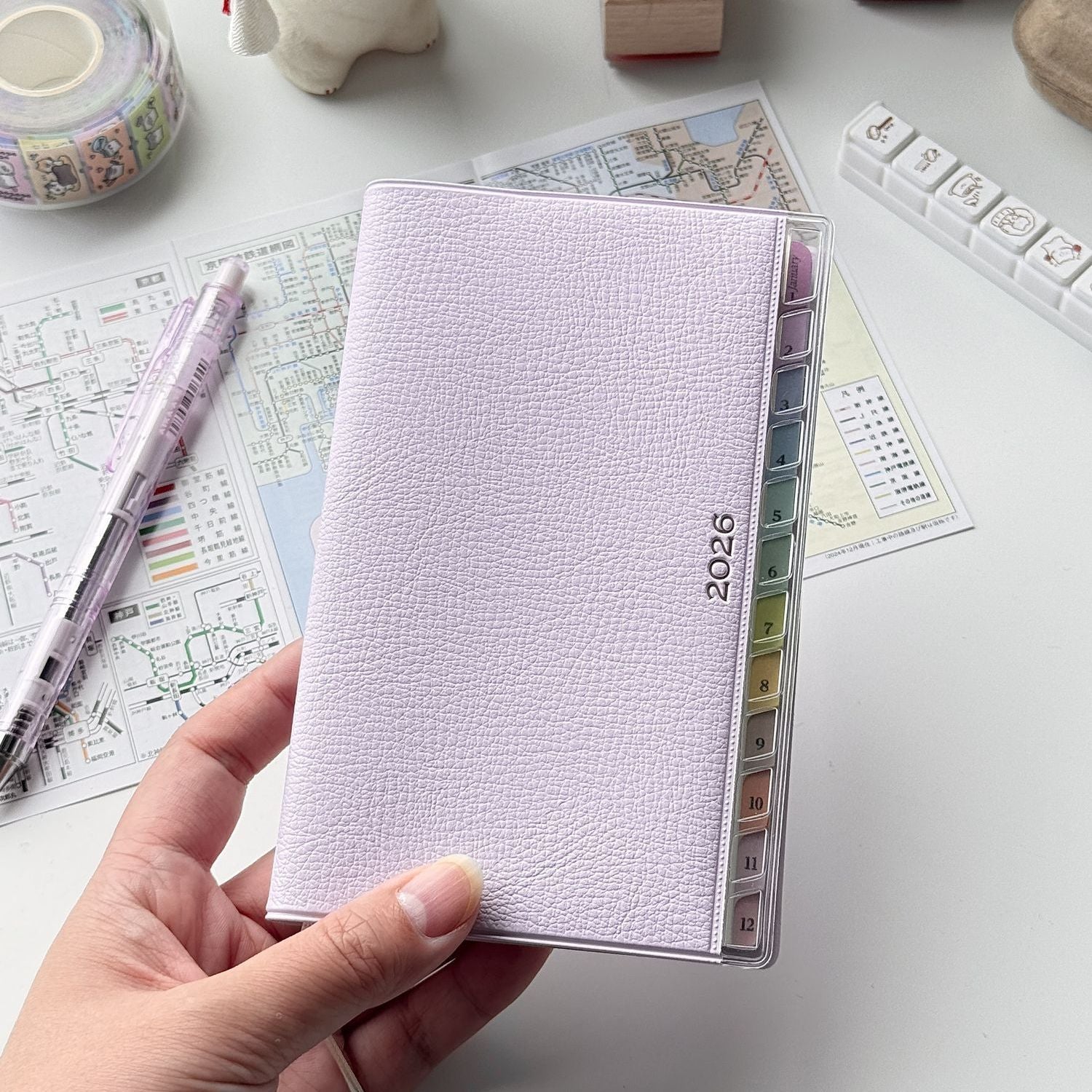 2026 Rainbow Index PU Leather Planner