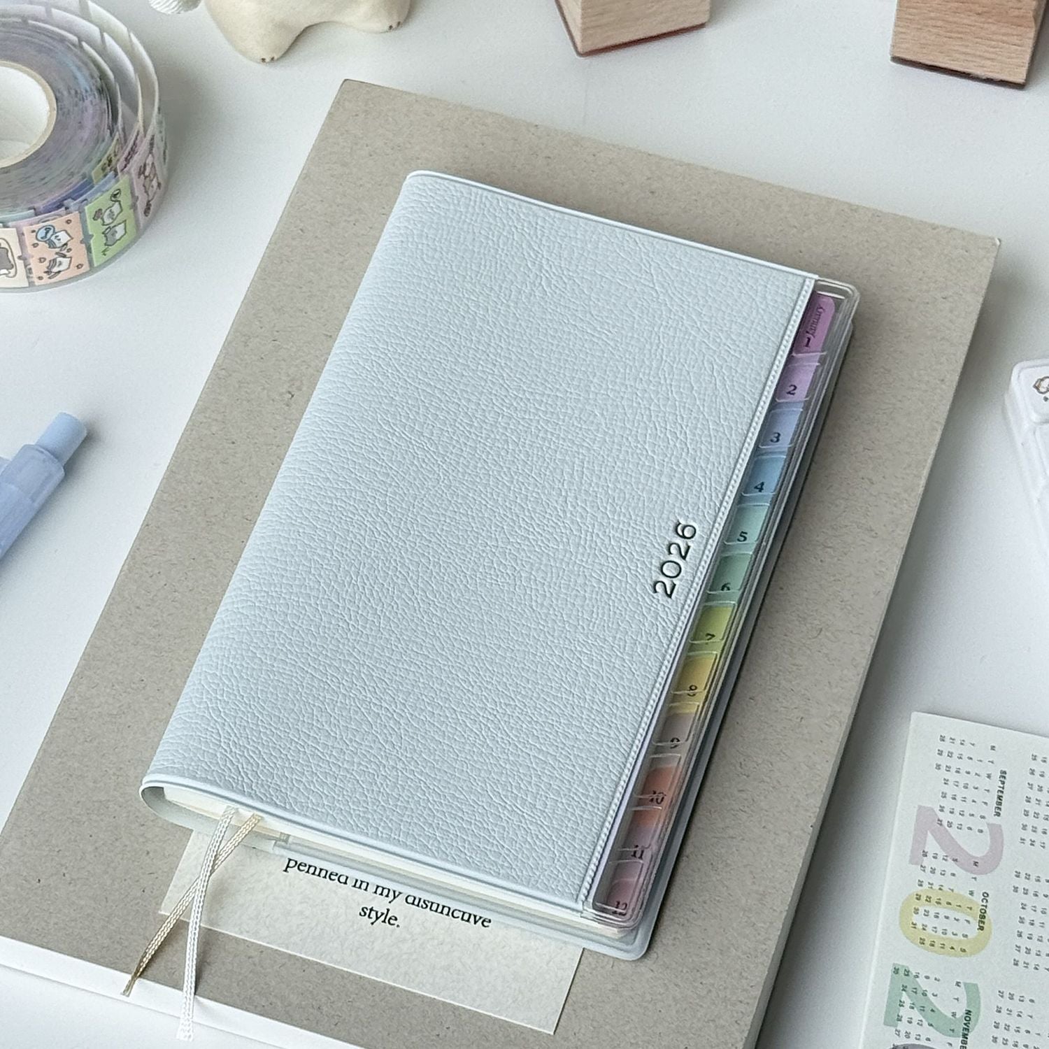 2026 Rainbow Index PU Leather Planner