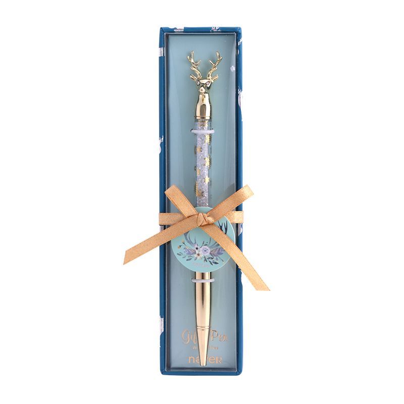 NEVER Holiday Deer Glitter Metal Gel Pen | 0.5mm Gift Set