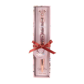 NEVER Holiday Deer Glitter Metal Gel Pen | 0.5mm Gift Set