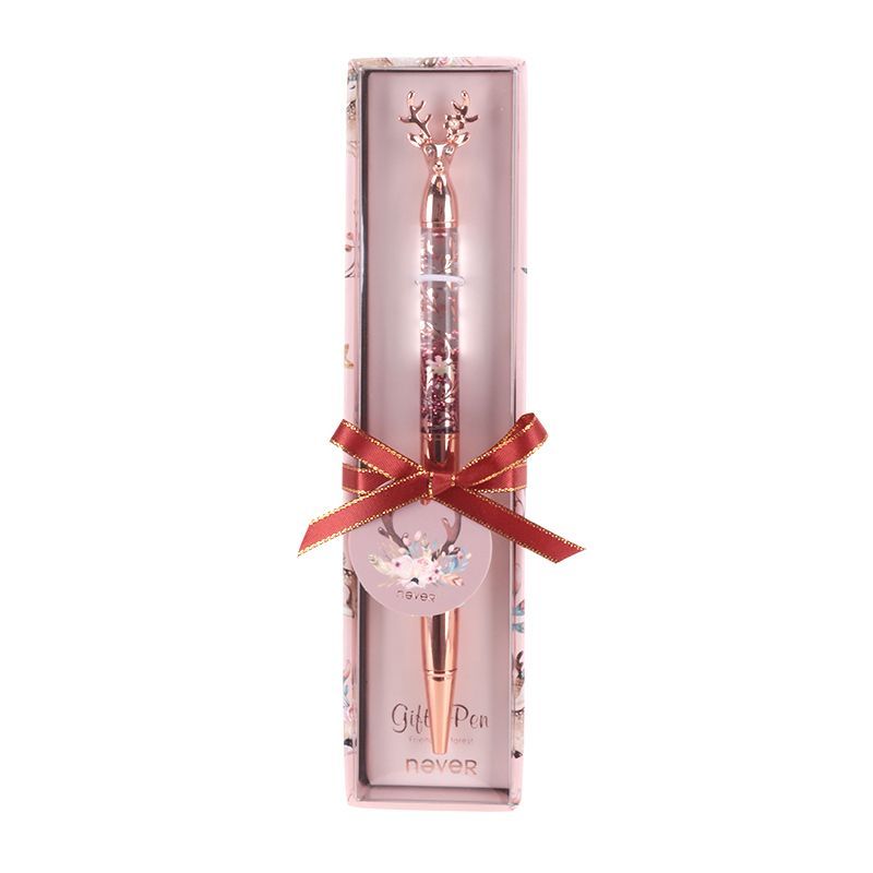 NEVER Holiday Deer Glitter Metal Gel Pen | 0.5mm Gift Set