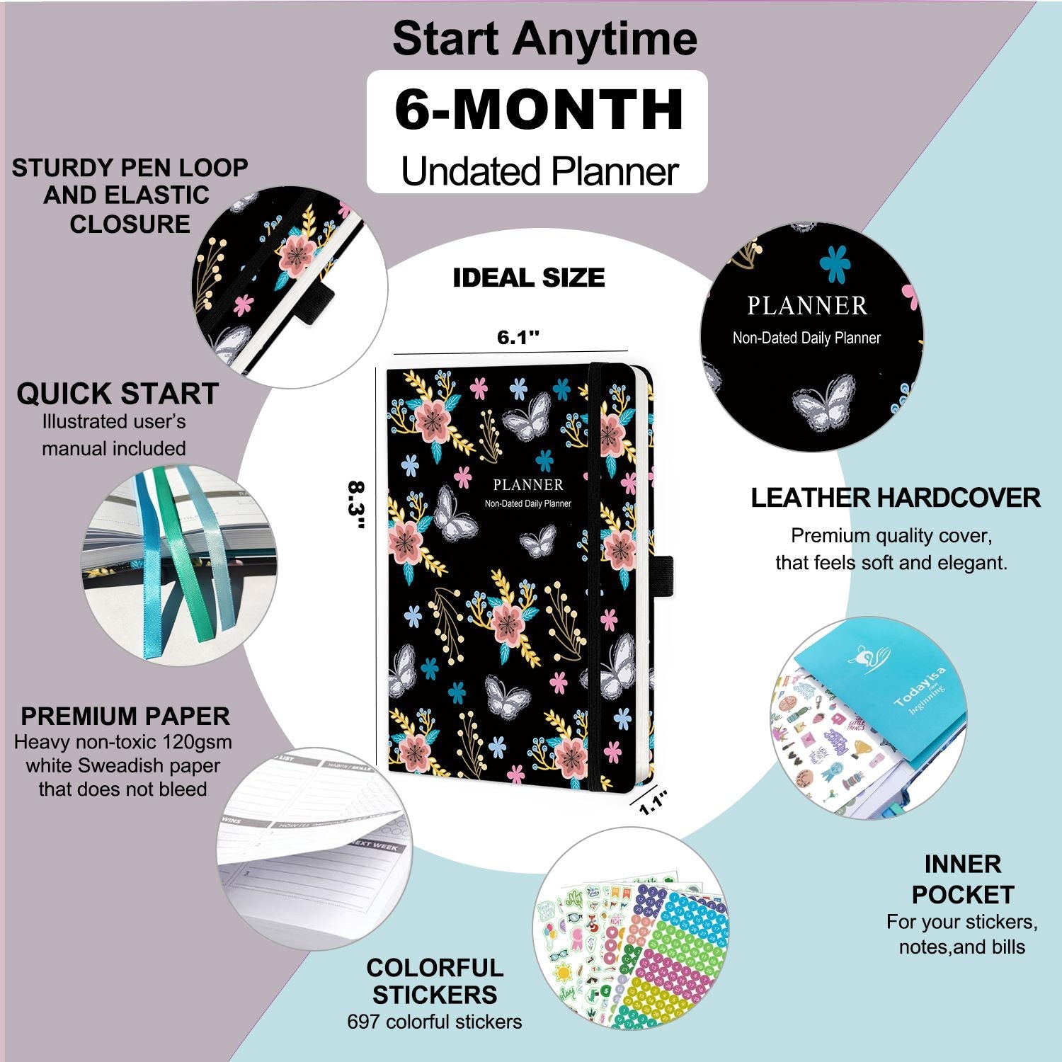 Retro Hardcover Undated Daily Planner