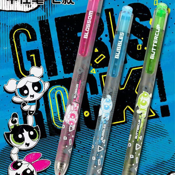Powerpuff Girls Gel Pen Set | 0.5mm 3-Pack Blossom Bubbles Buttercup