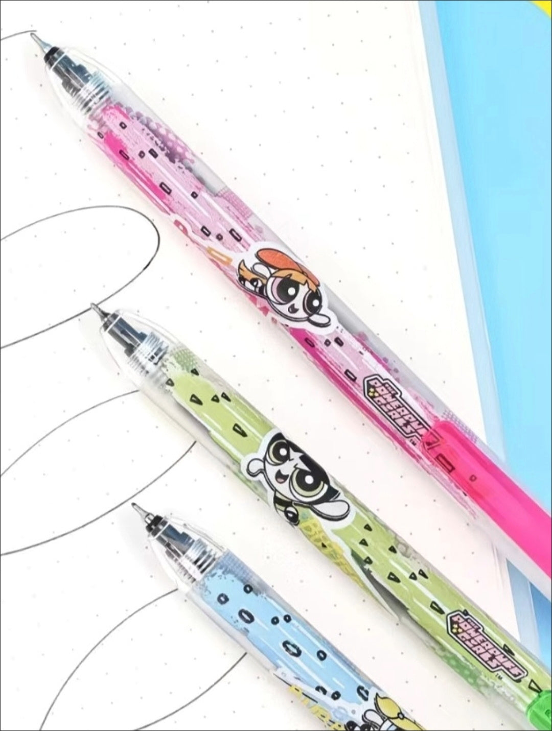 Powerpuff Girls Gel Pen Set | 0.5mm 3-Pack Blossom Bubbles Buttercup