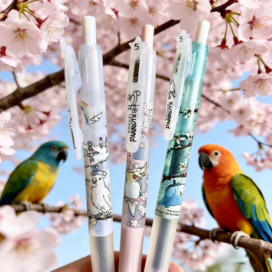 KOOKEI Sakura Rainbow Parrot 0.5mm Gel Pens Limited Edition