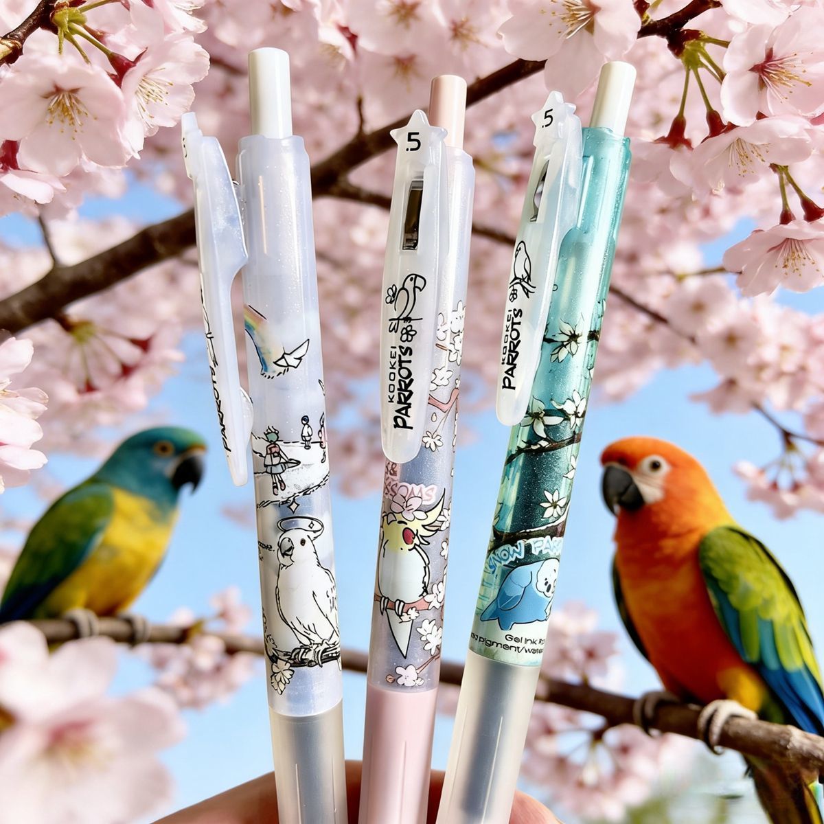 KOOKEI Sakura Rainbow Parrot 0.5mm Gel Pens Limited Edition