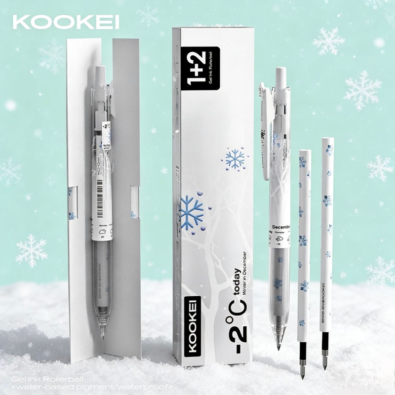 KOOKEI Winter Snow Limited Edition Gel Pen Set | 0.5mm