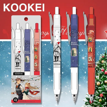 Kookei Christmas Limited Edition Gel Pen Set | 3-Pack 0.5mm
