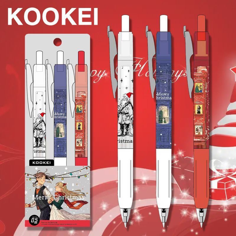 Kookei Christmas Limited Edition Gel Pen Set | 3-Pack 0.5mm