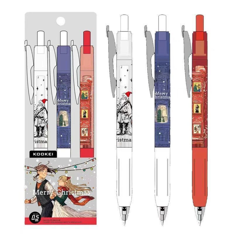 Kookei Christmas Limited Edition Gel Pen Set | 3-Pack 0.5mm