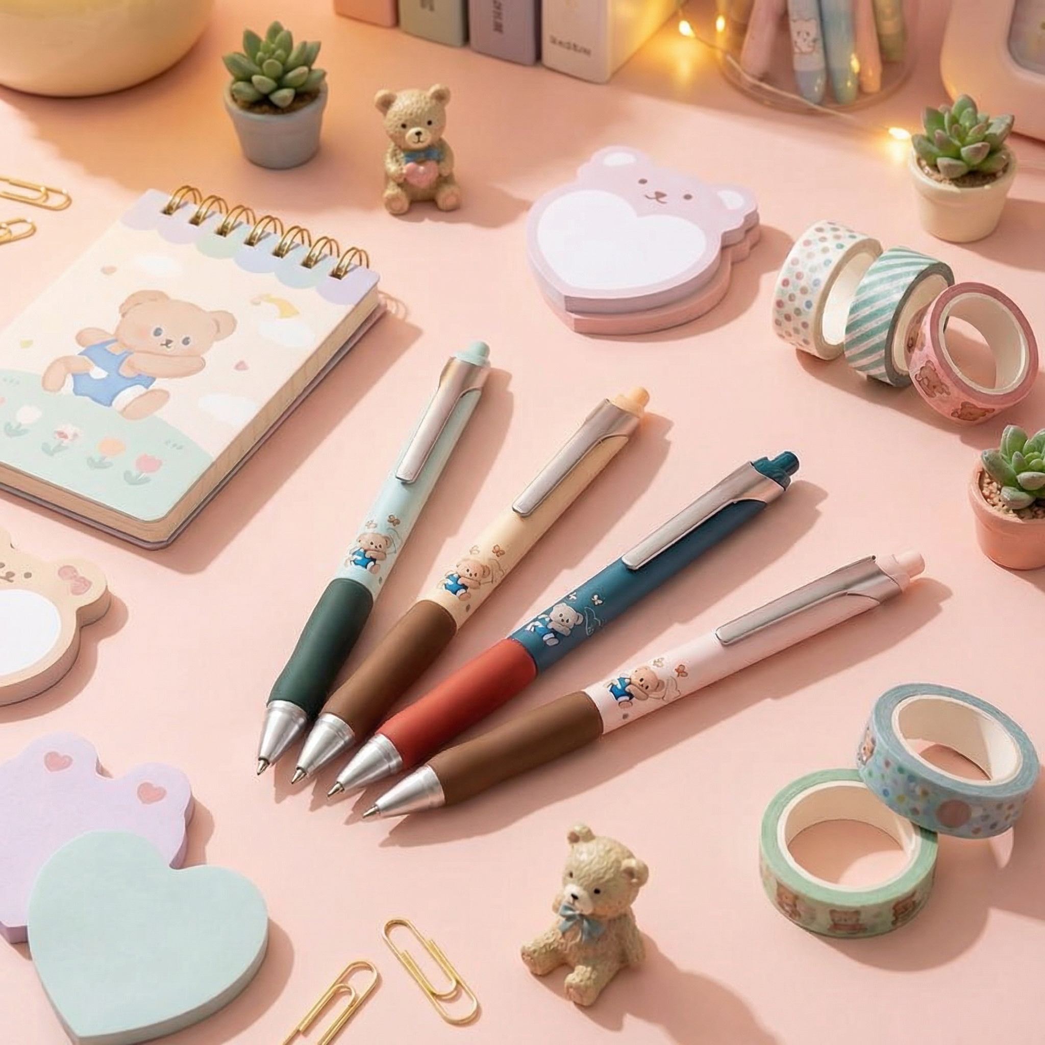 Deli × Butter Bear Gel Pen Set | 4-Pack | 0.5mm Quick-Dry