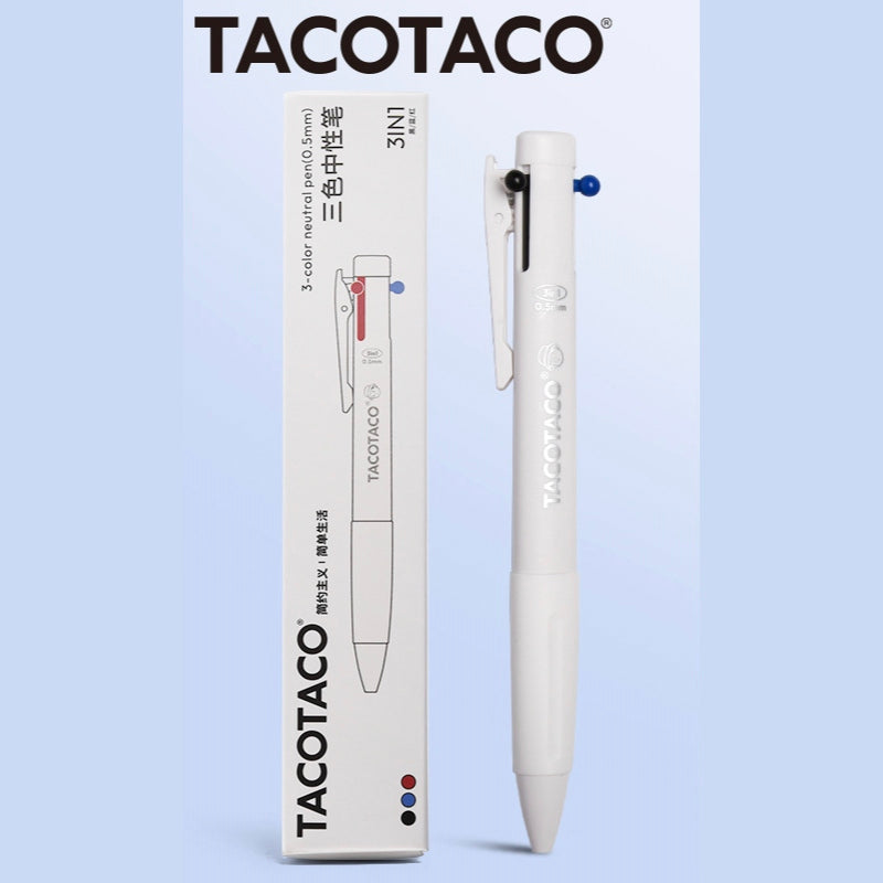 TACOTACO 3-in-1 Multicolour Ballpoint Pen | 0.5mm Gel Ink | Minimalist Multi-Pen