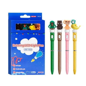 Erasable Gel Pen Set for Kids 4-Pack LED Spinning Tops