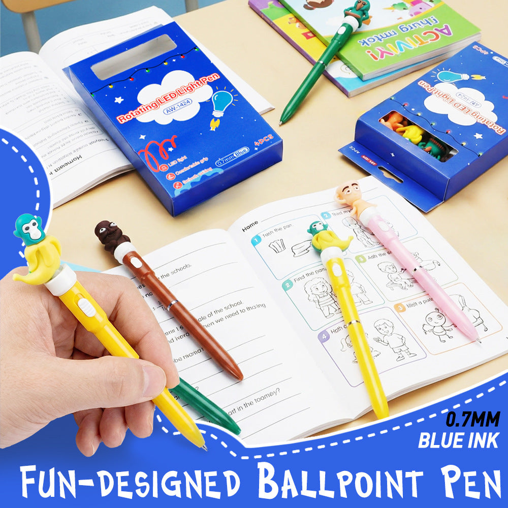 Erasable Gel Pen Set for Kids 4-Pack LED Spinning Tops