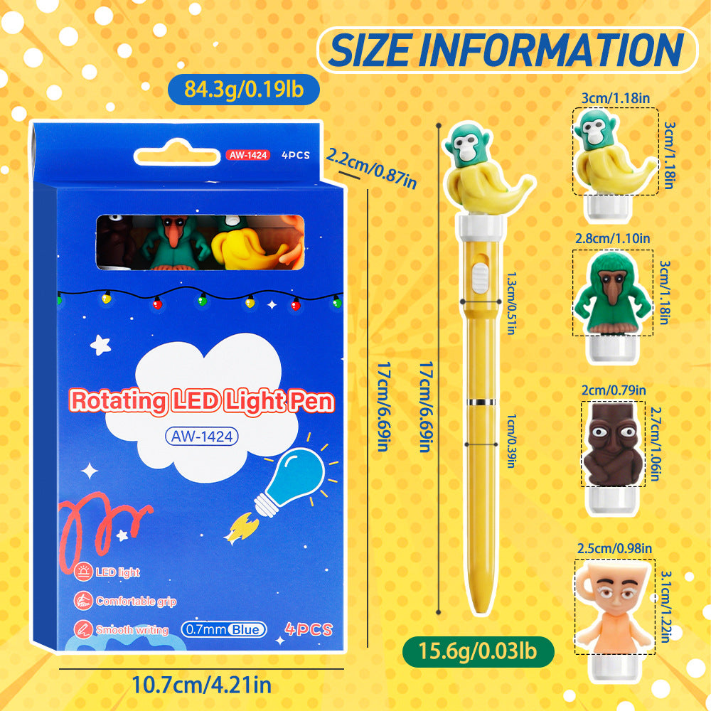 Erasable Gel Pen Set for Kids 4-Pack LED Spinning Tops