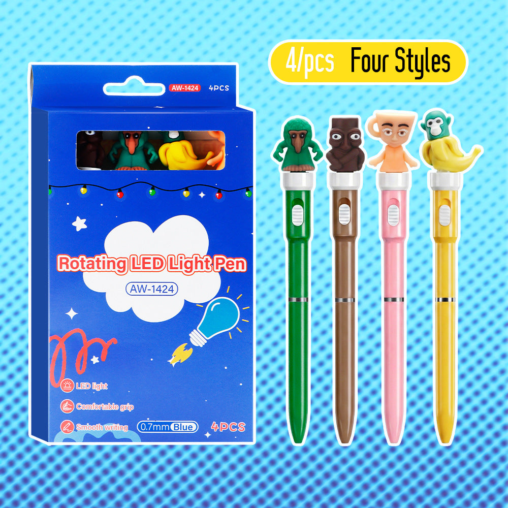 Erasable Gel Pen Set for Kids 4-Pack LED Spinning Tops