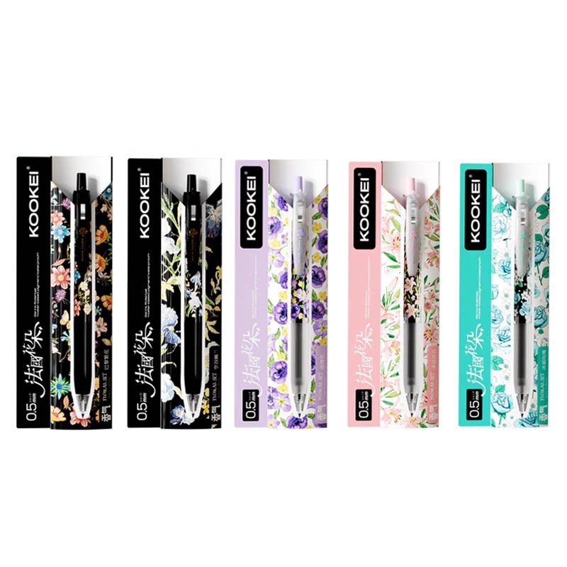 KOOKEI French Floral Scented Gel Pen Set 0.5mm 5-Piece