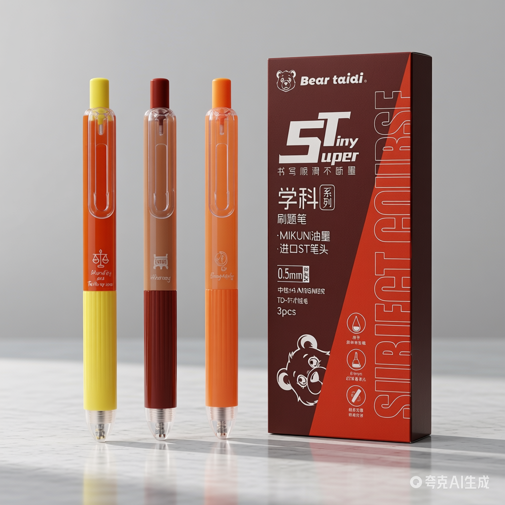 Bear Taidi Subject Series ST Gel Pen 0.5mm Black 3-Pack