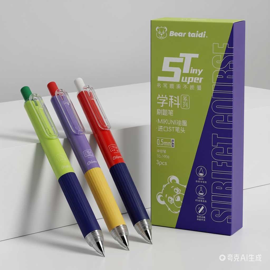 Bear Taidi Subject Series ST Gel Pen 0.5mm Black 3-Pack