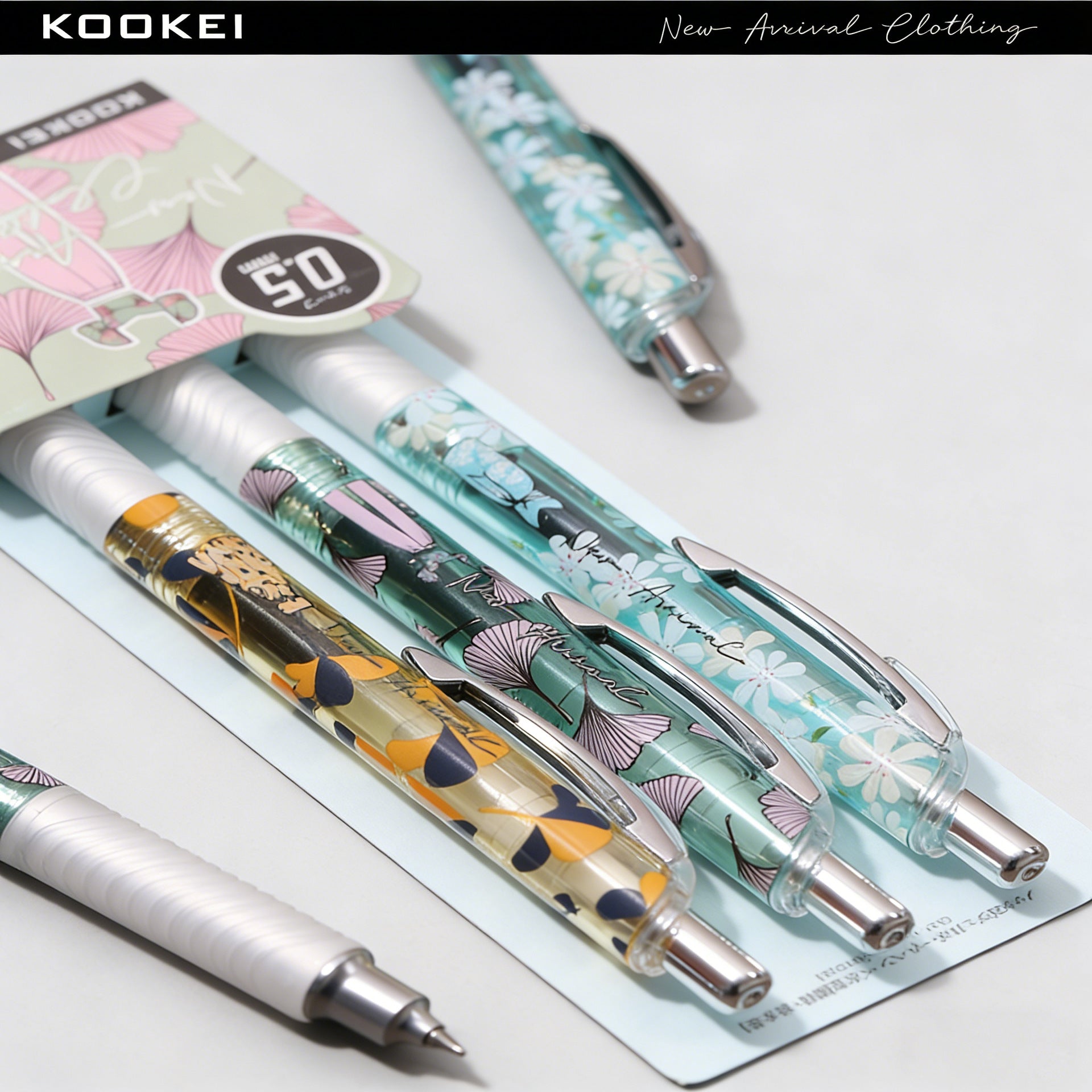 KOOKEI PT-NA3 Floral Mechanical Pencil 0.5mm – 3-Pack