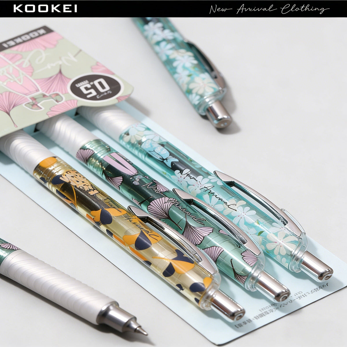 KOOKEI PT-NA3 Floral Mechanical Pencil 3-Pack