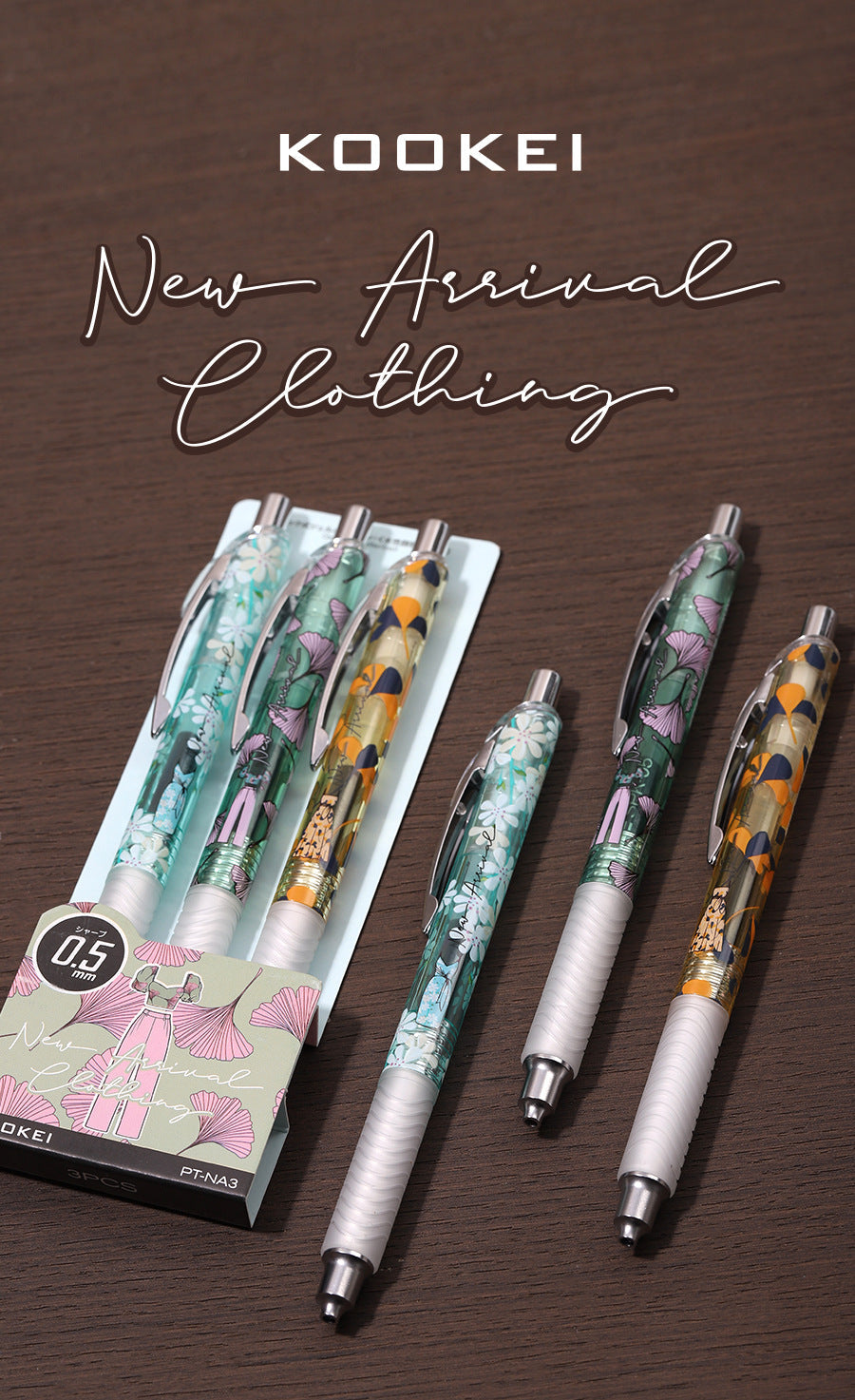 KOOKEI PT-NA3 Floral Mechanical Pencil 3-Pack