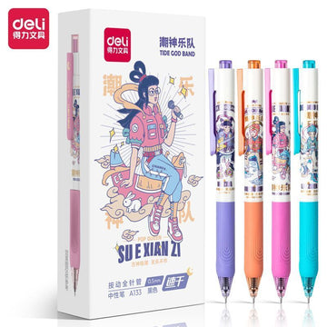 Deli A133 Trendy God Band Click Gel Pen 12-Pack