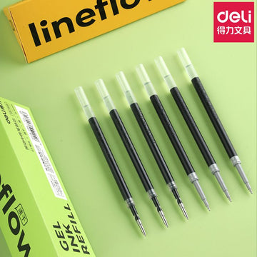 Deli Lineflow ST Tip Fast-Dry Gel Pen Refills 0.5mm Black – 20 Pack
