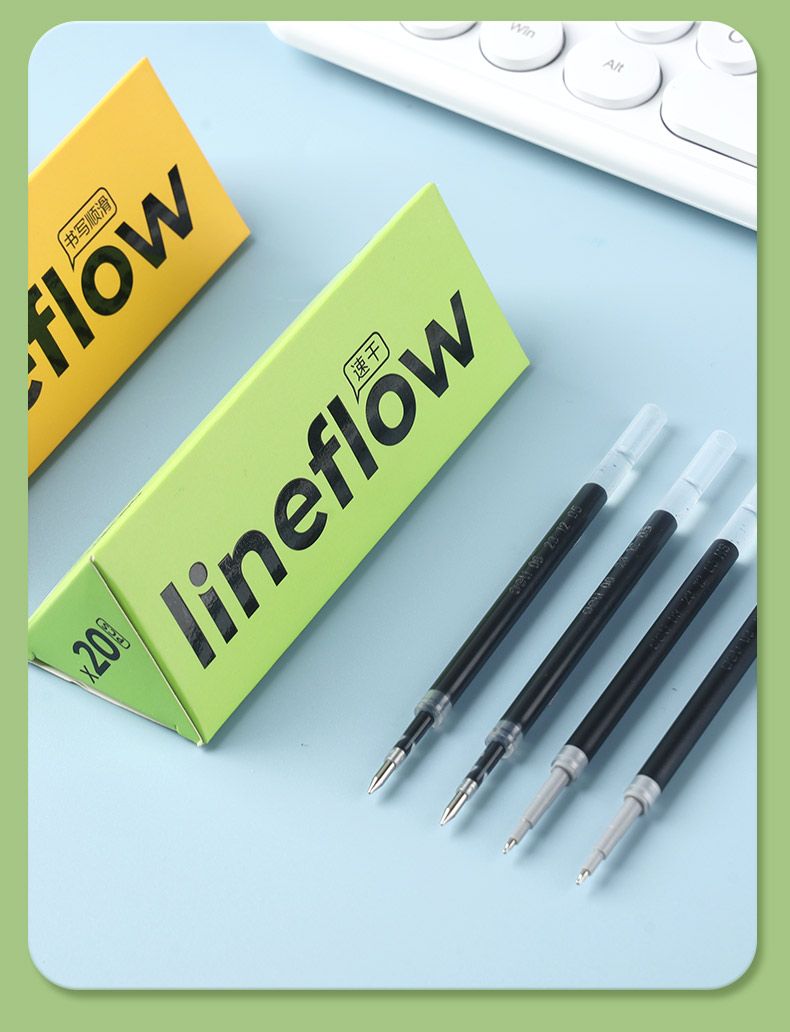 Deli Lineflow ST Tip Fast-Dry Gel Pen Refills 0.5mm Black – 20 Pack