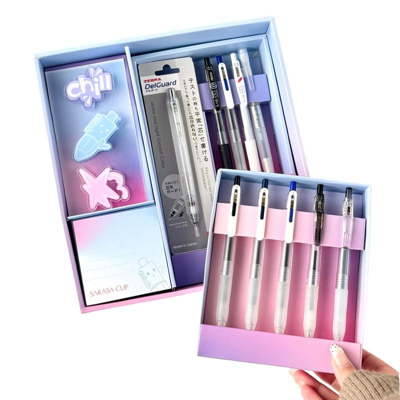 Zebra Sarasa Clip 0.5mm Gel Pen Back-to-School Gift Set | Japanese Stationery Bundle