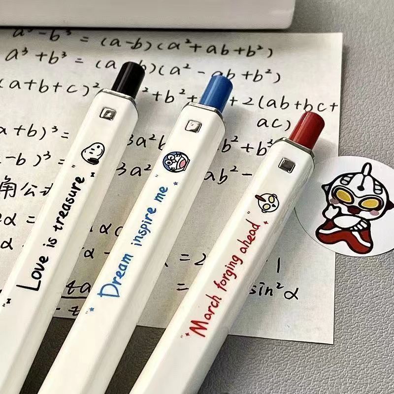 Cute Anime Cartoon Press Down Pen Set, Aesthetic 0.5mm Neutral Pens with Kawaii Characters, Ins Style Square Mechanical Pencil for Students Journaling, 5 PCS/Set Stationery Gift