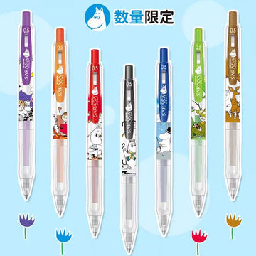 Zebra Moomin Limited Edition JJ15 Sarasa Clip Gel Pen 0.5mm | Japanese Stationery Retractable Ink Pen Set of 6 Colours