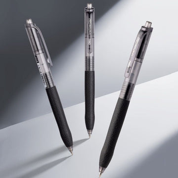 Deli Black Gel Pens Pack of 6 – Retractable Click Ballpoint Pens for Students, Exam Writing, Smooth Black Ink 0.5mm Fine Point