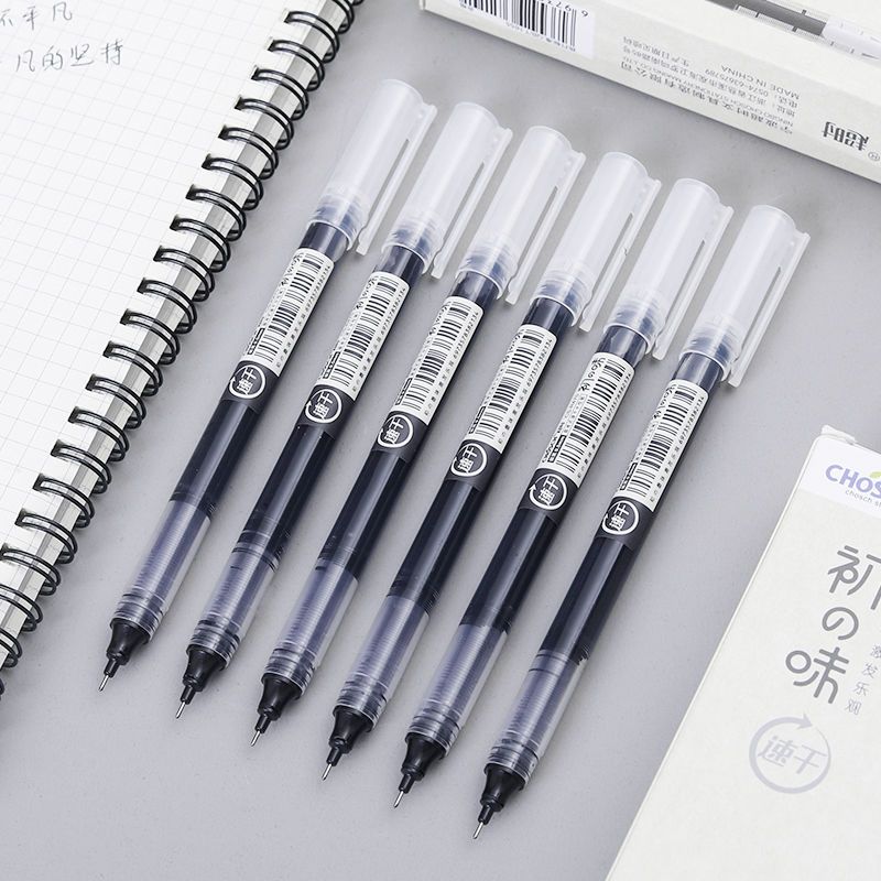 Straight Liquid Rollerball Gel Pens 0.5mm Fast Dry Water-Based Ink Smooth Writing Pens Pack of 12