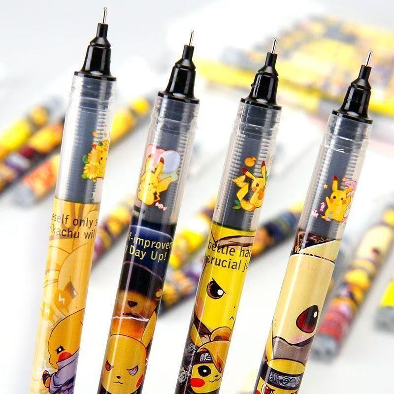 Pikachu Anime Gel Pen Set 6 Pack 0.5mm Fine Tip Quick Dry Large Capacity Rollerball Pens for School Office Kids Gift