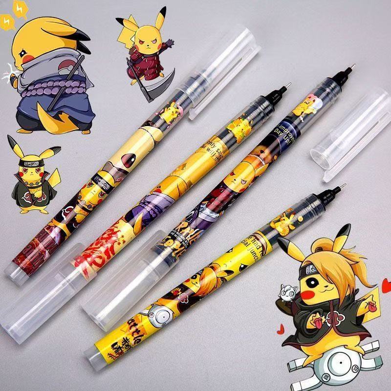 Pikachu Anime Gel Pen Set 6 Pack 0.5mm Fine Tip Quick Dry Large Capacity Rollerball Pens for School Office Kids Gift