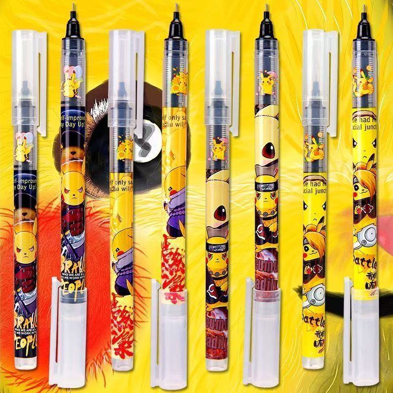 Pikachu Anime Gel Pen Set 6 Pack 0.5mm Fine Tip Quick Dry Large Capacity Rollerball Pens for School Office Kids Gift