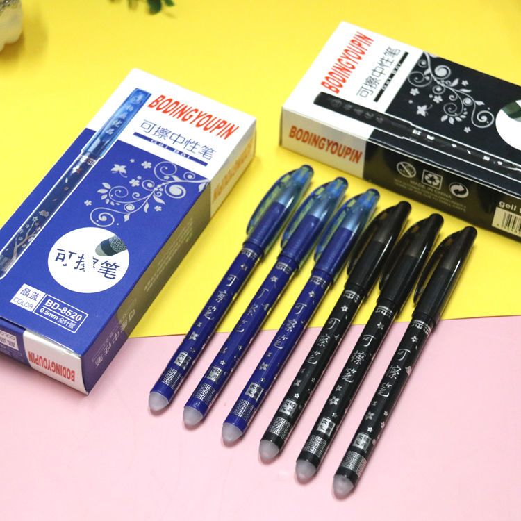 Erasable Gel Pens 12 Pack for Kids Students 0.5mm Fine Tip Blue Black Ink Friction Erasable Writing Pens School Supplies