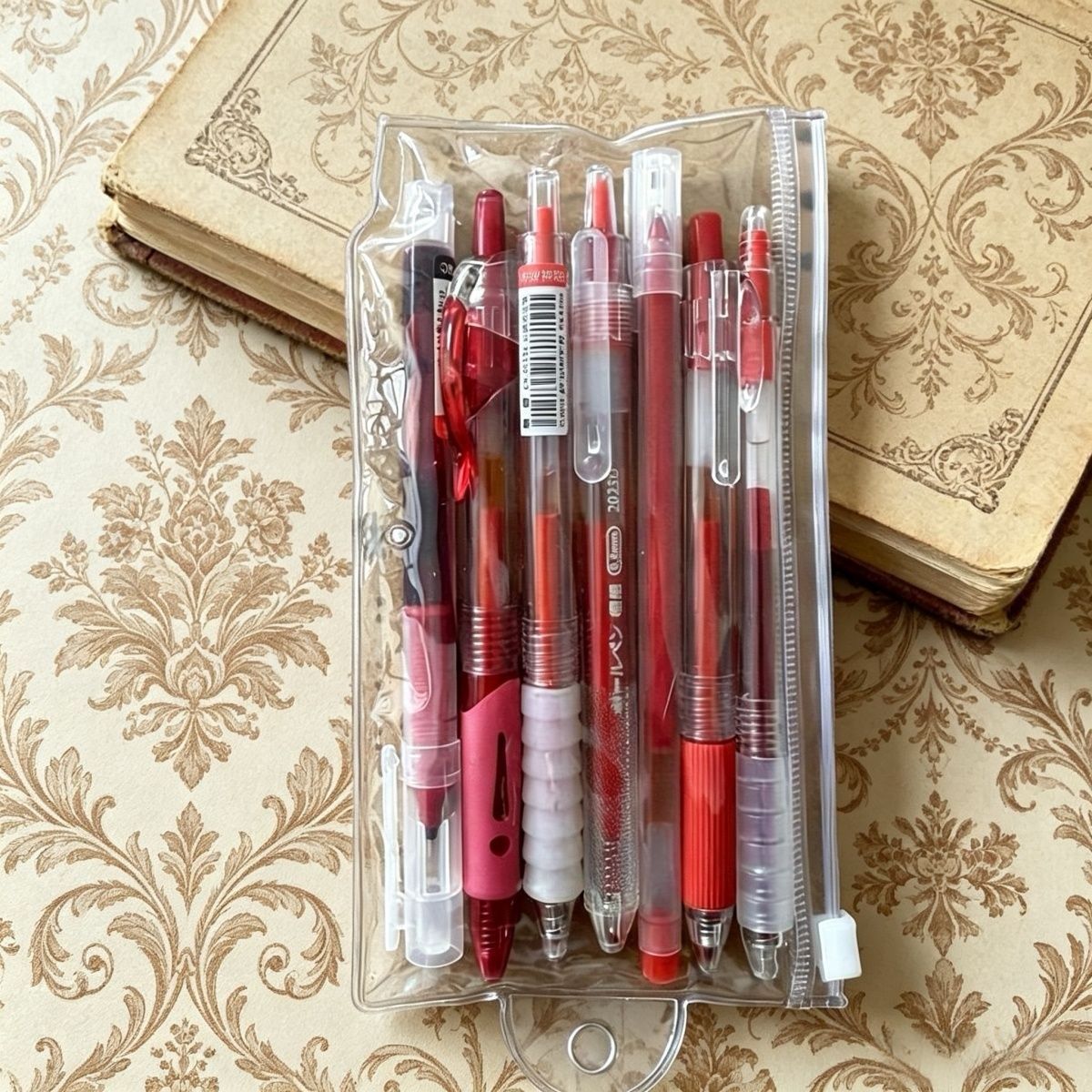 7 Pack Red Gel Pens 0.5mm, Teacher Correction Pens Set with Pouch