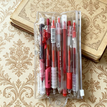 7 Pack Red Gel Pens 0.5mm, Teacher Correction Pens Set with Pouch