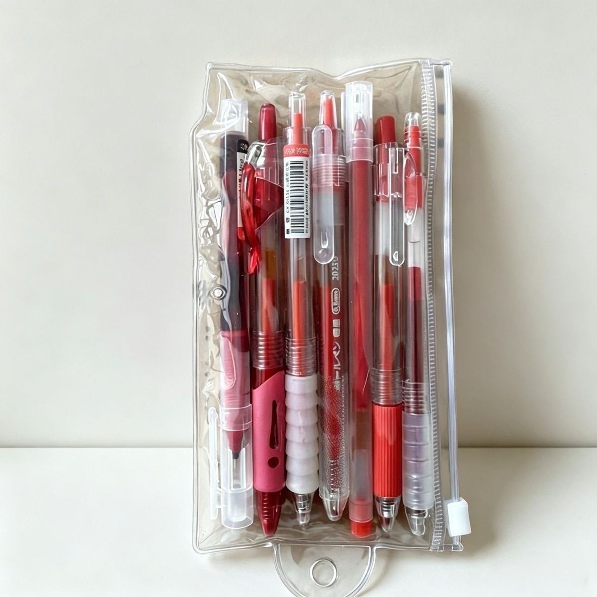 7 Pack Red Gel Pens 0.5mm, Teacher Correction Pens Set with Pouch