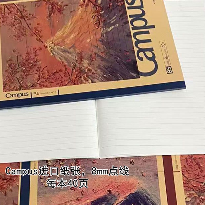 Kokuyo Campus B5 Notebook | Japanese Night Sakura Mount Fuji Dotted Lined Notepad 40 Pages | Aesthetic Stationery for Students & Journaling