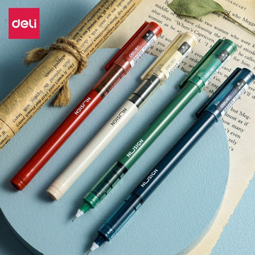 Deli NuSign Direct Liquid Rollerball Pens 6-Pack | Smooth Writing Gel Ink Pens for School Office Journaling