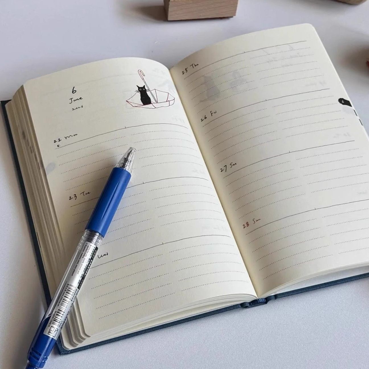 2026 Midori Cat B6 Fabric Diary Planner | Japanese Hobonichi Style Daily Schedule Notebook
