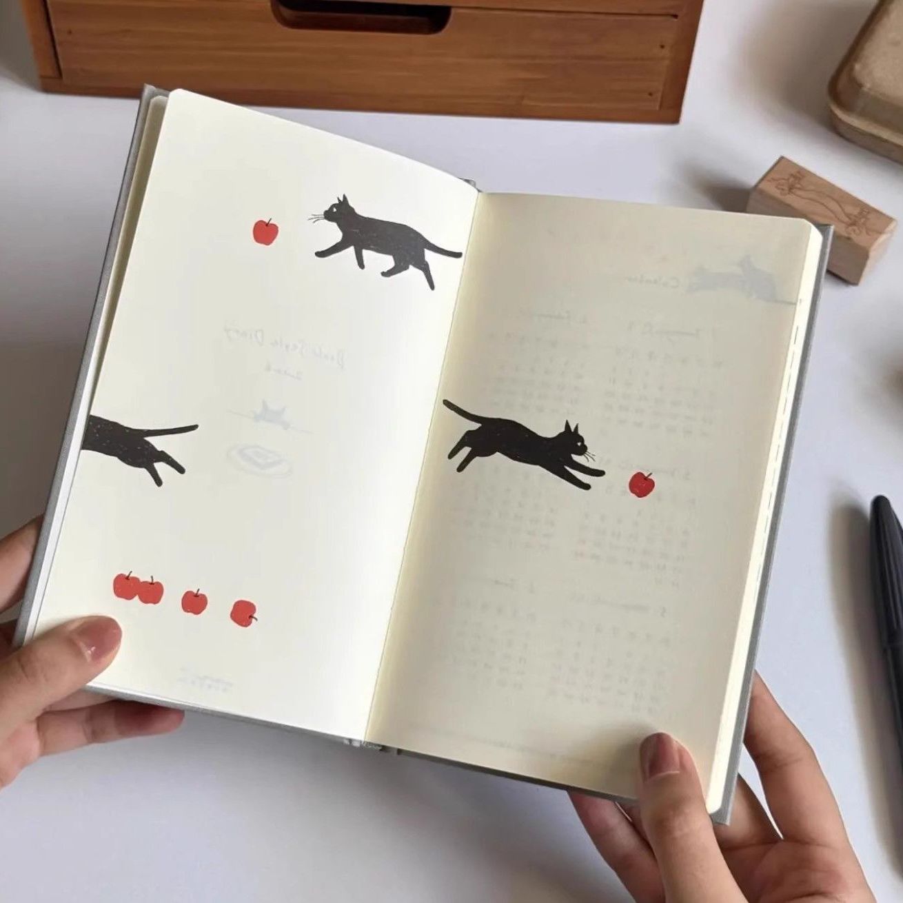2026 Midori Cat B6 Fabric Diary Planner | Japanese Hobonichi Style Daily Schedule Notebook