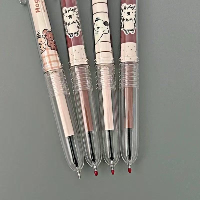 M&G MoguBear Kawaii Bear Retractable Gel Pen 12-Pack – H8904 0.5mm Full Needle Tip Black Ink | Cute Aesthetic Study Pen Box Set for Students & Journalers