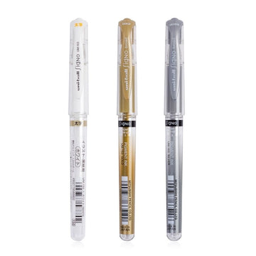 Uni-ball Signo UM-153 1.0mm Broad Gel Pen – White, Gold & Silver Pigment Ink | Japan Highlight Pen for Wedding Signing, Dark Paper Art & Hand Lettering