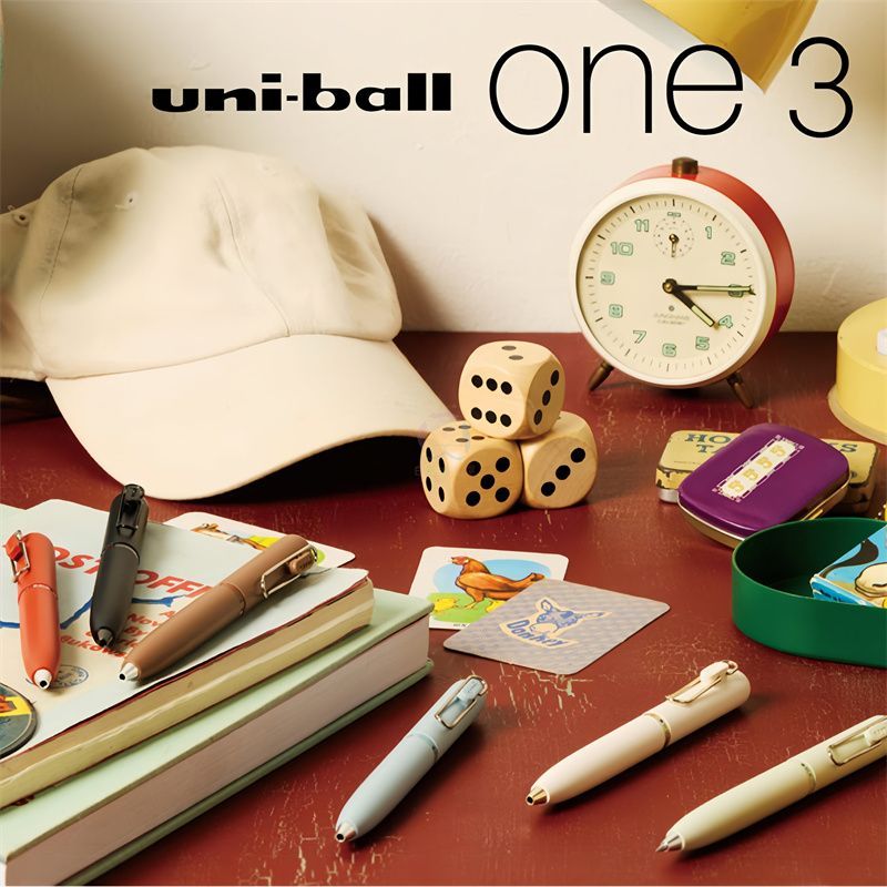 uni-ball one 3 Multi-Colour Gel Pen | 3-in-1 Black Red Blue | 0.38mm 0.5mm | Japanese Stationery Mini Compact Pen | Vivid Ink Retractable Ballpoint
