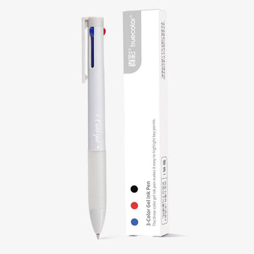 Truecolor 3-Colour Gel Ink Pen – Pack of 4 Aesthetic Designs, Click Retractable Multicolour Ballpoint for Study & Office